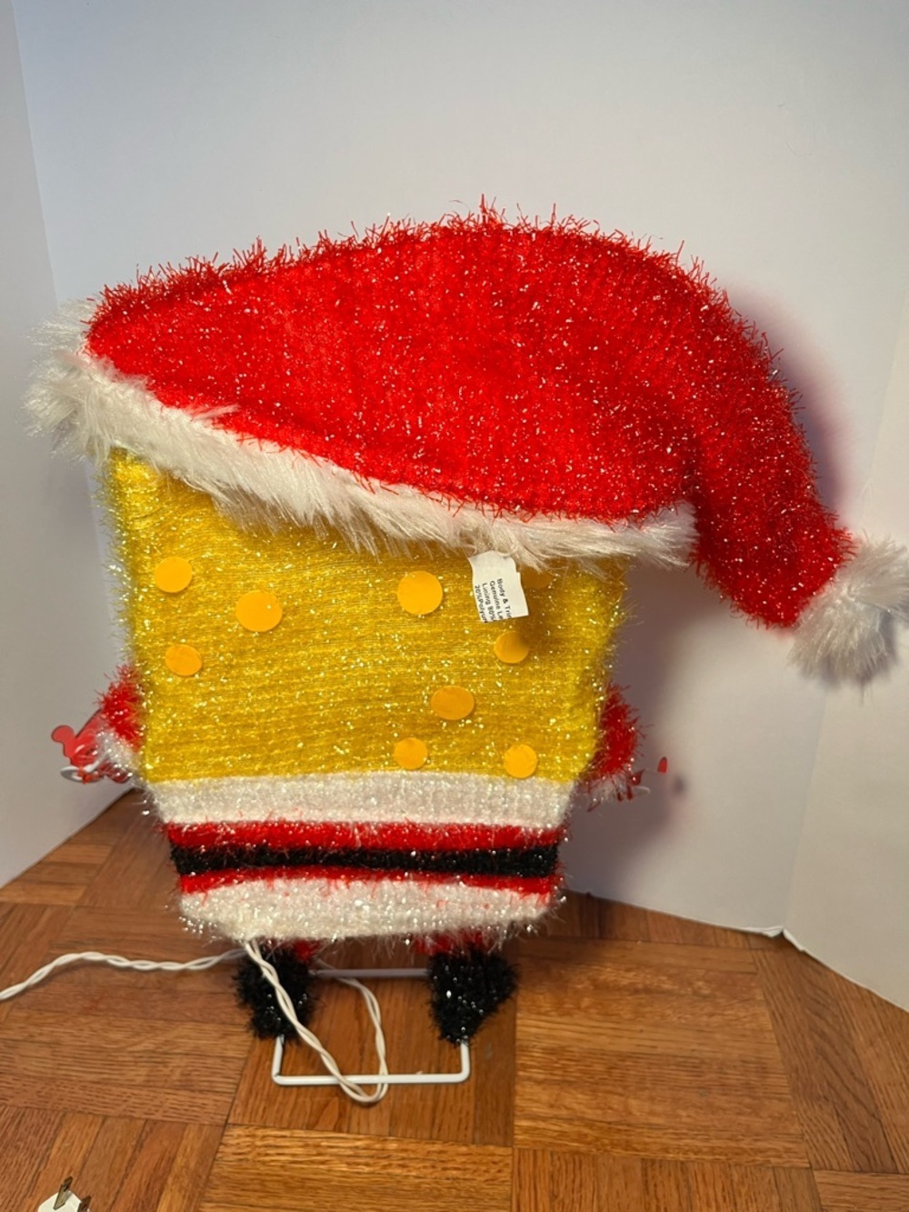 RARE Vintage 2012 SpongeBob Santa 3D Pre-Lit Tinsel Decor HTF - Picture 9 of 11